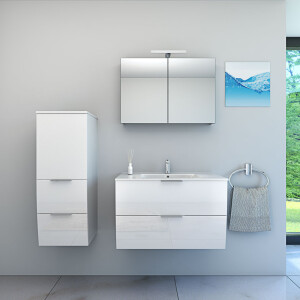 Bathroom furniture set Gently 2 v2 l white mdf washbasin 80cm with 5w lED spotlights