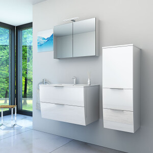 Bathroom furniture set Gently 2 v2 r white mdf washbasin 80cm with 5w led spotlight