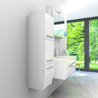 Badmöbel Set Gently 3 V2-L Weiß Badezimmermöbel Badspiegel Waschtisch 80 cm mit 1x 5W LED / Energiebox