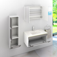 Bathroom furniture set Gently 3 v2-l white/grey Bathroom furniture Bathroom mirror Washbasin 80 cm with 1x 5w LED spotlight