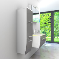 Bathroom furniture set Gently 3 v2-l white/grey Bathroom furniture Bathroom mirror Washbasin 80 cm with 1x 5w LED spotlight