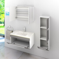 Bathroom furniture set Gently 3 v2-r white/grey Bathroom furniture Bathroom mirror Washbasin 80 cm with 1x 5w led / energy box