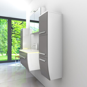 Bathroom furniture set Gently 3 v3 White/grey Bathroom furniture Bathroom mirror Washbasin 80 cm without LED lighting