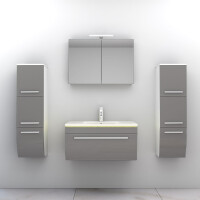 Bathroom furniture set Gently 3 v3 White/grey Bathroom furniture Bathroom mirror Washbasin 80 cm without LED lighting