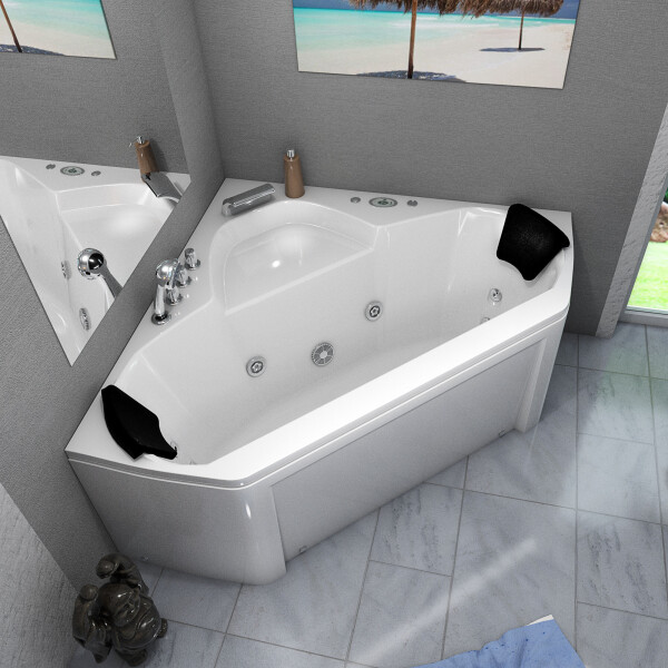 Whirlpool Pool Badewanne Eckwanne Wanne W02R-TH-ALL 135x135cm Thermostat
