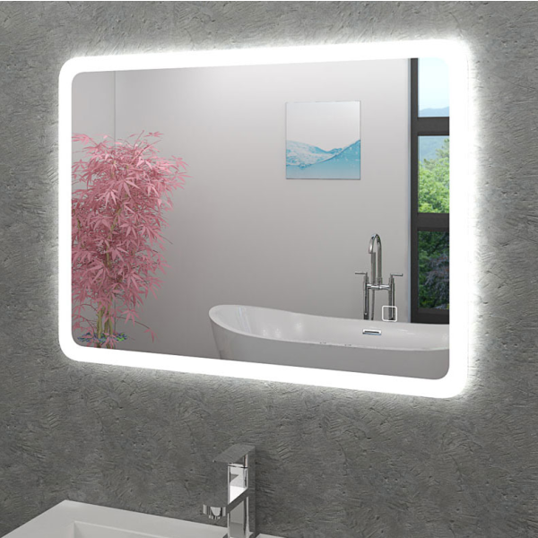 Badspiegel, Badezimmer Spiegel, Leuchtspiegel mit Spiegelheizung 80x60cm LSP02
