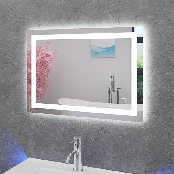 Badspiegel, Badezimmer Spiegel, Leuchtspiegel mit Spiegelheizung 70x50cm LSP03