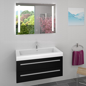 Badspiegel, Badezimmer Spiegel, Leuchtspiegel mit Spiegelheizung 100x70cm LSP09