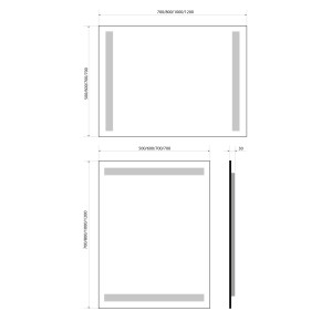 Badspiegel, Badezimmer Spiegel, Leuchtspiegel mit Spiegelheizung 100x70cm LSP09