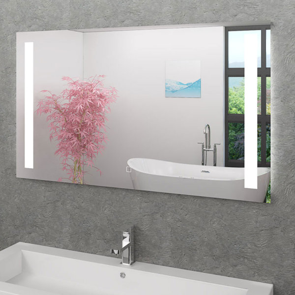Badspiegel, Badezimmer Spiegel, Leuchtspiegel mit Spiegelheizung 120x70cm LSP09
