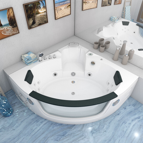 Whirlpool Pool Badewanne Eckwanne Wanne W05R-TH 140x140cm mit Radio und Farblicht
