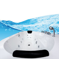 Whirlpool Pool Badewanne Eckwanne Wanne W20-TH-SC 140x140cm mit Farblicht, aktive Schlauch-Reinigung