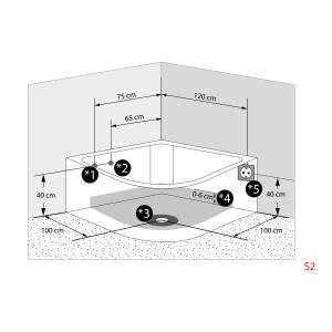 Whirlpool Vollausstattung Pool Badewanne Eckwanne Wanne W25-TH-ALL150x150cm Reinigungsfunktion
