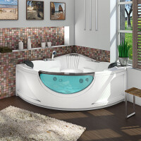 Whirlpool Vollausstattung Pool Badewanne Eckwanne Wanne W25-TH 150x150cm passive Schlauch-Reinigung