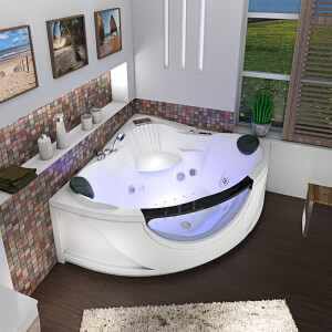 Whirlpool full equipment pool bathtub corner tub w25-th-sc 150x150cm active hose cleaning