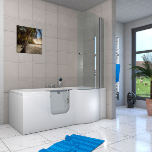 Seniorendusche und Badewanne mit Tür S12D-TH-L-ALL Dusche 170x85cm ohne 2K Scheiben Versiegelung