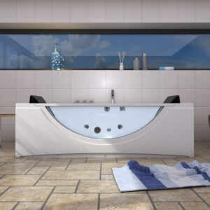 Whirlpool Pool Bathtub Corner Tub w81r-th-b-sc 180x90cm with Radio+Color Light, Active Hose Cleaning