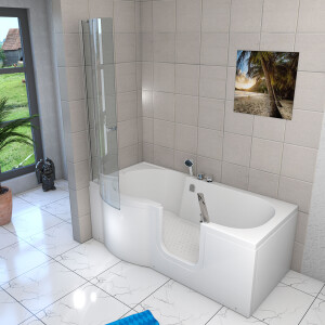 Seniorendusche und Badewanne mit Tür S12D-R-ALL Dusche 85x170cm ohne 2K Scheiben Versiegelung