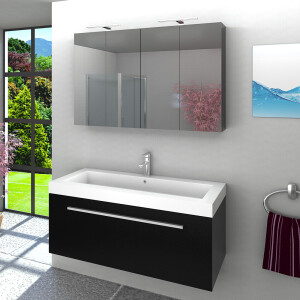 Spiegelschrank Badspiegel Badezimmer Spiegel City 120cm schwarz