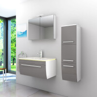 Bathroom furniture set Gently 3 v2-r white/grey Bathroom furniture Bathroom mirror Washbasin 80 cm