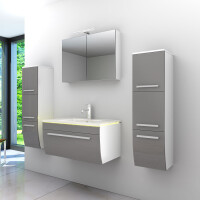 Bathroom furniture set Gently 3 v3 White/grey Bathroom furniture Bathroom mirror Washbasin 80 cm