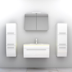 Bathroom furniture set Gently 3 v3 White Bathroom furniture Bathroom mirror Washbasin 80 cm