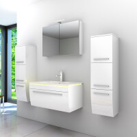 Bathroom furniture set Gently 3 v3 White Bathroom furniture Bathroom mirror Washbasin 80 cm