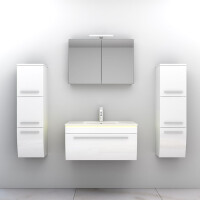 Bathroom furniture set Gently 3 v3 White Bathroom furniture Bathroom mirror Washbasin 80 cm