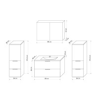 Badmöbel Set Gently 2 V3 Weiß MDF Waschtisch 80cm mit 5W LED-Strahler / Energiebox