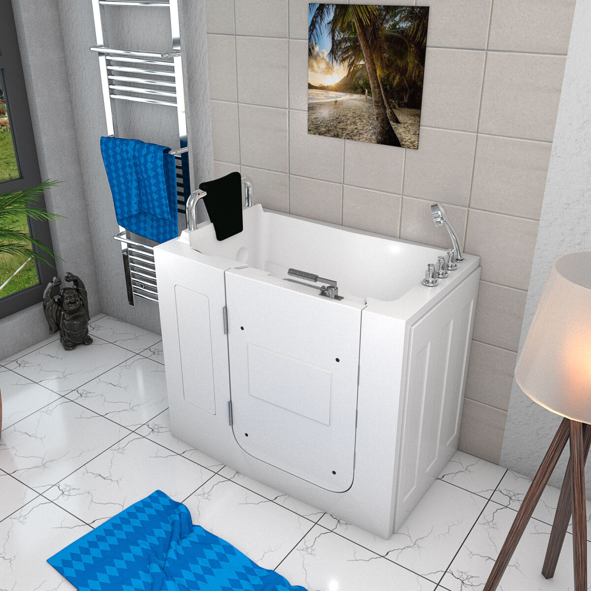 Sitting bath tub with door s08-th-b 110x68cm