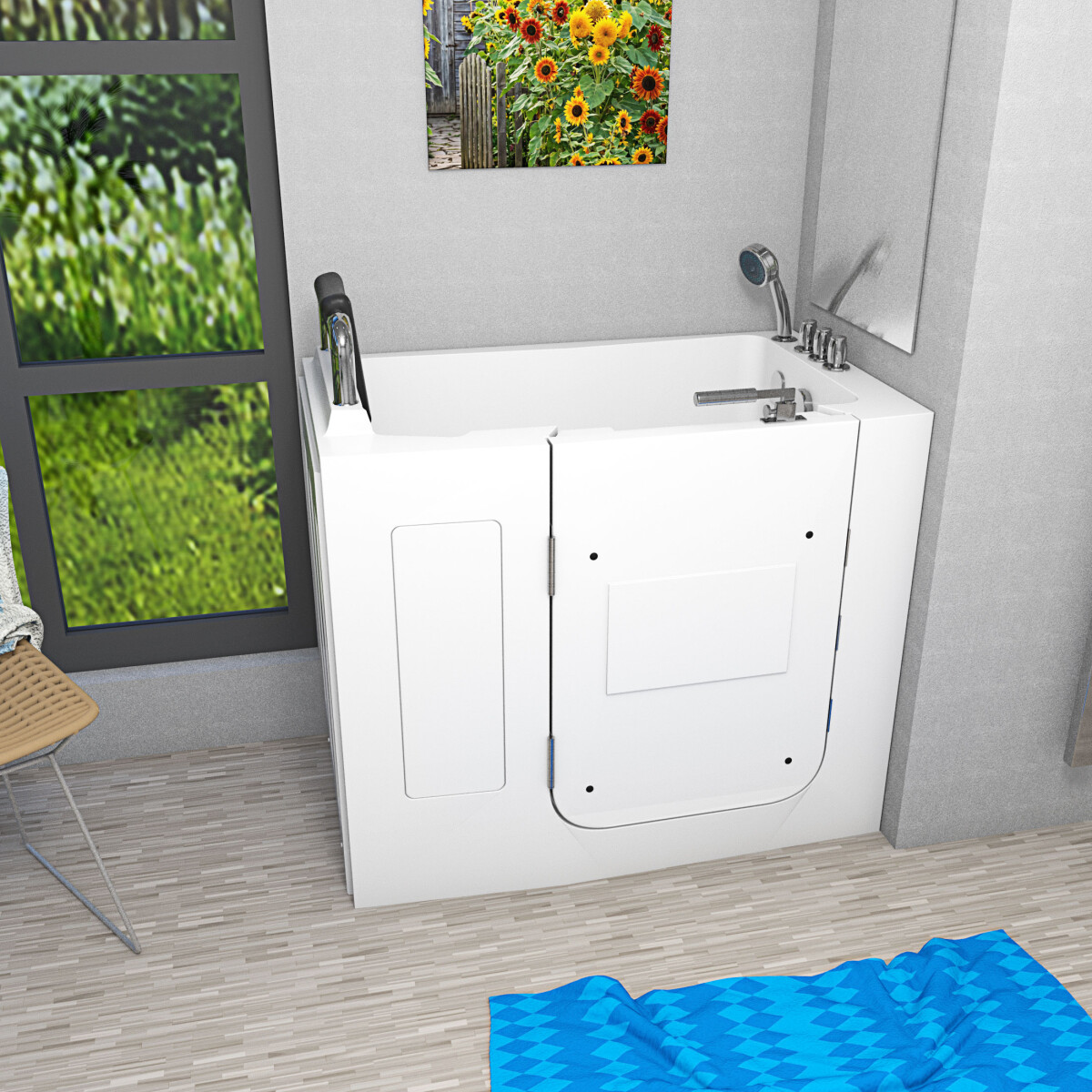 Sitting bath tub with door s08-th-c 110x68cm