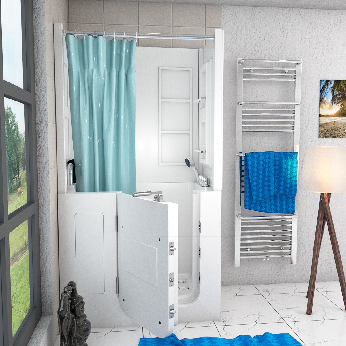 Seniorendusche und Sitzwanne Kombination Wanne mit Tür S08D-TH-A-L 68x110x205cm