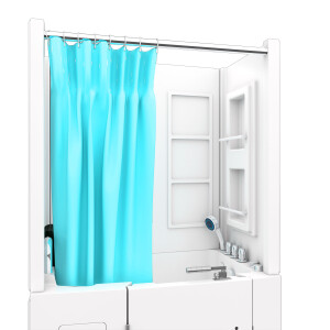 Seniorendusche und Kombination Wanne mit Whirlpool S08D-WP-TH-B-L 110x68x205cm