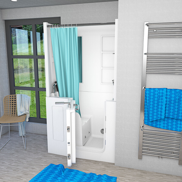 Seniorendusche und Kombination Wanne mit Whirlpool S08D-WP-TH-C-L 110x68x205cm