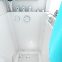 Seniorendusche und Kombination Wanne mit Whirlpool S08D-WP-TH-C-L 110x68x205cm