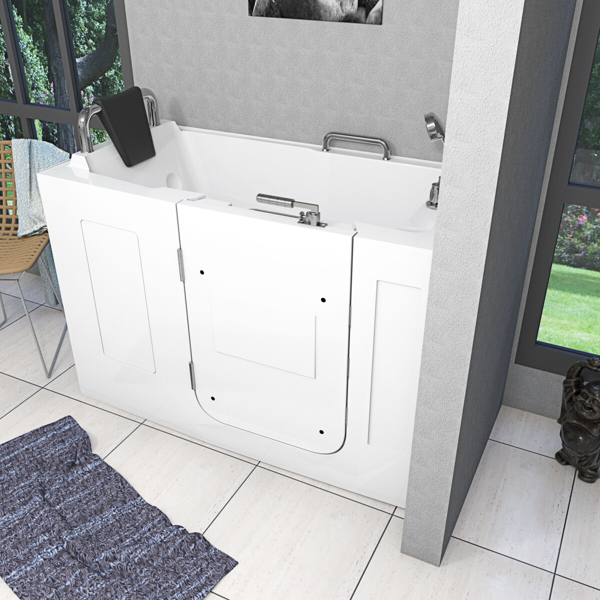 Sitzbadewanne Senioren Wanne Sitzwanne mit Tür S07-TH-C-L 140x76cm
