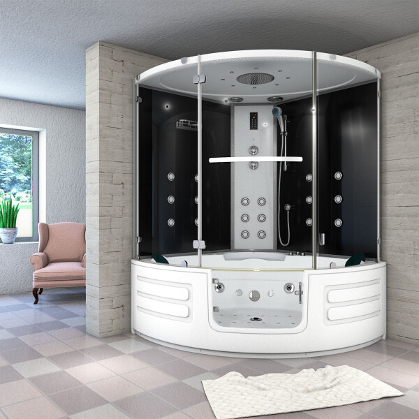 Dampfdusche Whirlpool Dusche Duschkabine K70-SW-EH-SC 150x150cm aktive Schlauch-Reinigung