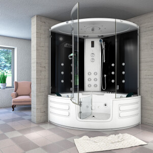 Dampfdusche Whirlpool Dusche Duschkabine K70-SW-EH-SC 150x150cm aktive Schlauch-Reinigung