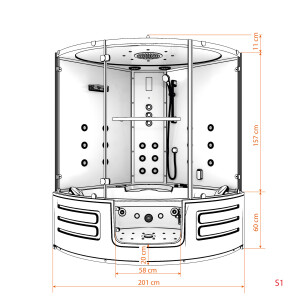 Dampfdusche Whirlpool Dusche Duschkabine K70-SW-EH-SC 150x150cm aktive Schlauch-Reinigung