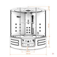 Dampfdusche Whirlpool Dusche Duschkabine K70-SW-EH-SC 150x150cm aktive Schlauch-Reinigung