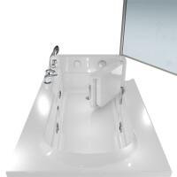 Seniorendusche Kombi Duschkabine Whirlpool Seniorenwanne mit Tür S17D-EH-WP-L-ALL 150x75x210 cm
