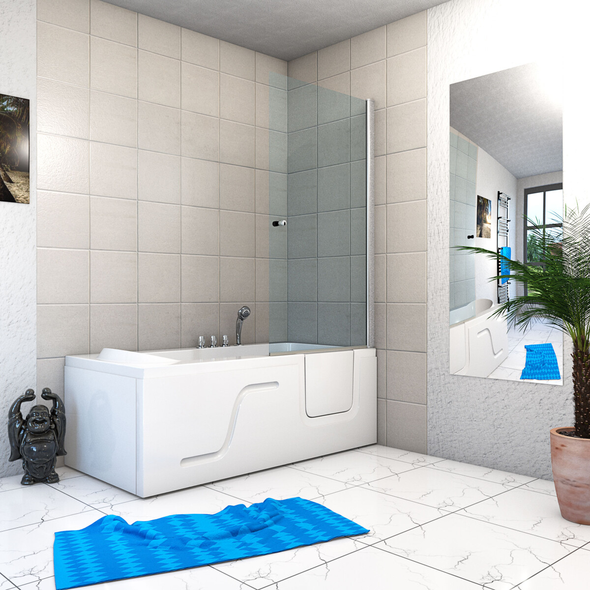 Seniorendusche und Sitzwanne Kombination Wanne mit Tür 