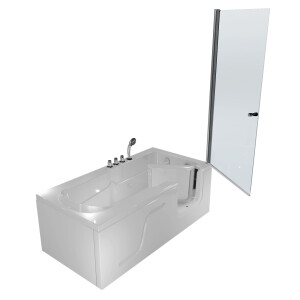 Seniorendusche und Sitzwanne Kombination Wanne mit Tür S17D-TH-L 150x75x194cm