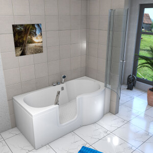 Seniorendusche und Badewanne mit Tür S12D-L-EC Dusche 170x85cm mit 2K Scheiben Versiegelung