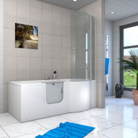Seniorendusche und Badewanne mit Tür S12D-L-ALL Dusche 170x85cm ohne 2K Scheiben Versiegelung