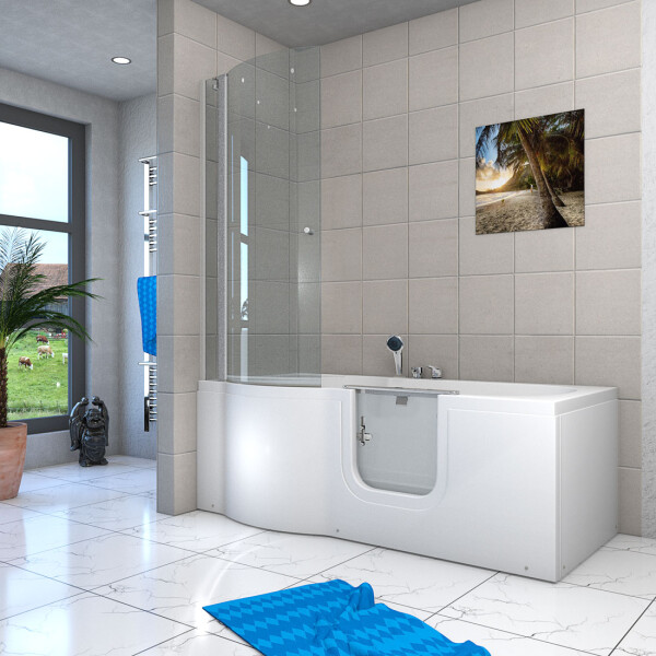 Seniorendusche und Badewanne mit Tür S12D-R Dusche 85x170cm ohne 2K Scheiben Versiegelung