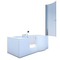 Seniorendusche und Badewanne mit Tür S12D-TH-L-EC Dusche 170x85cm mit 2K Scheiben Versiegelung
