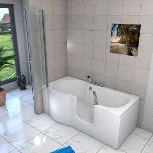 Seniorendusche und Badewanne mit Tür S12D-TH-R-EC Dusche 85x170cm mit 2K Scheiben Versiegelung
