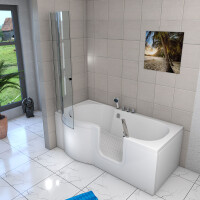 Seniorendusche und Badewanne mit Tür S12D-TH-R-EC Dusche 85x170cm mit 2K Scheiben Versiegelung