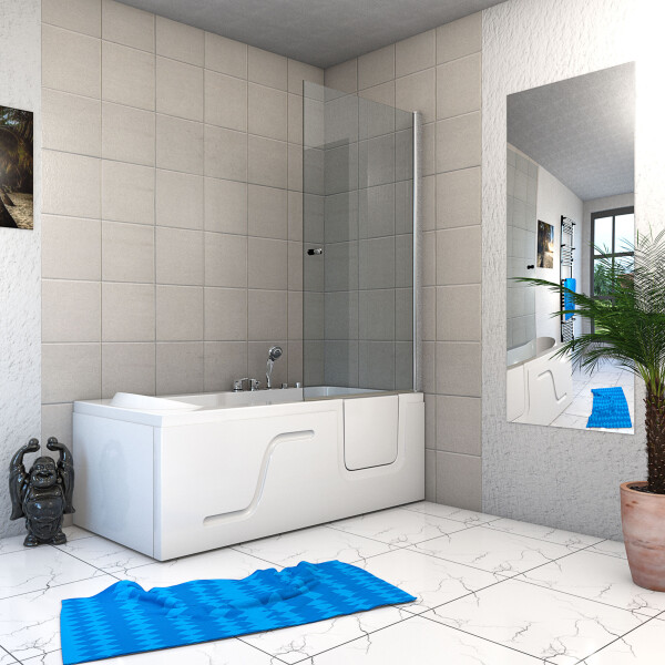 Seniorendusche Kombi Duschkabine Whirlpool Seniorenwanne mit Tür S17D-EH-WP-L-EC 150x75x210 cm